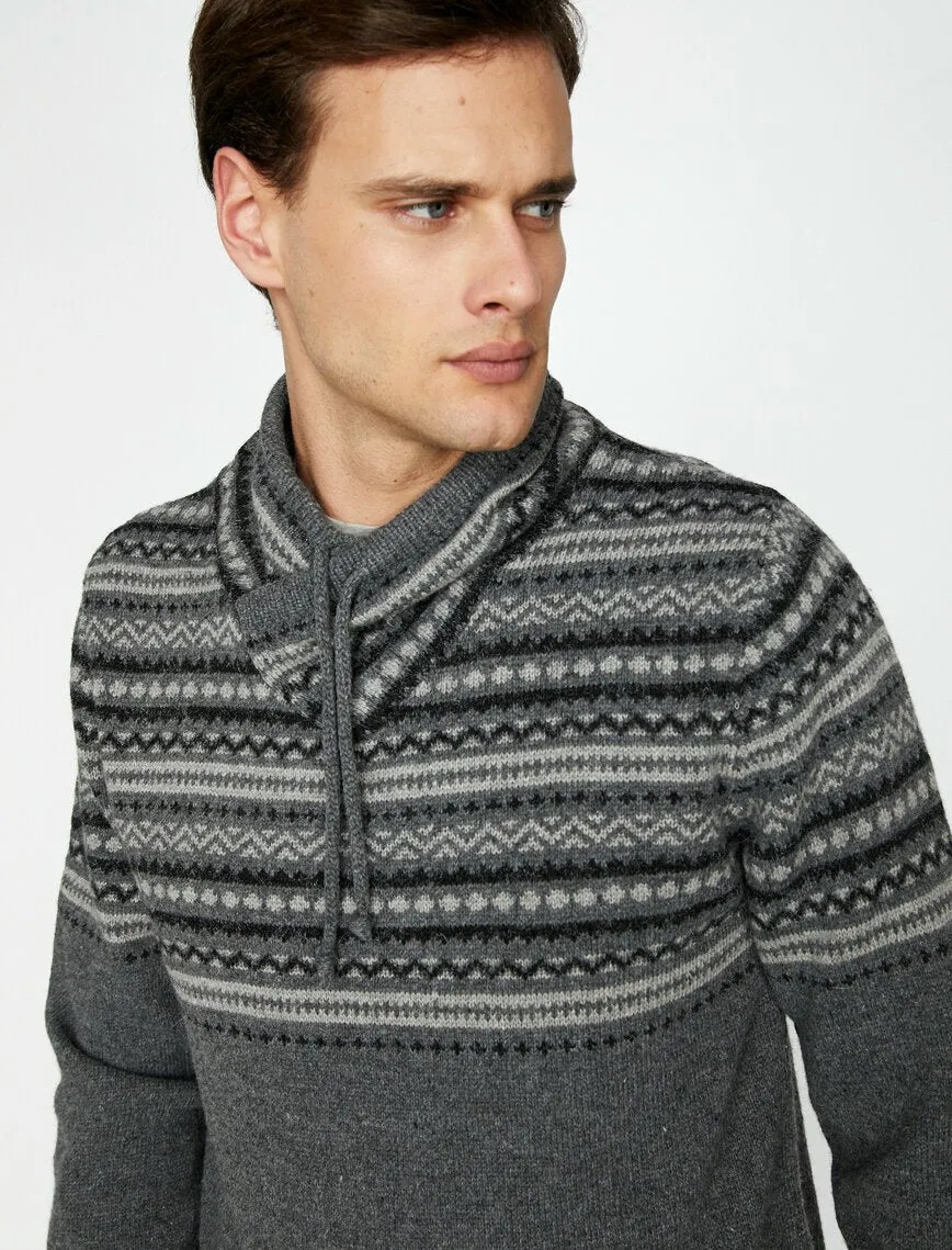 17369 Anthracite High Neck Patterned Jumper