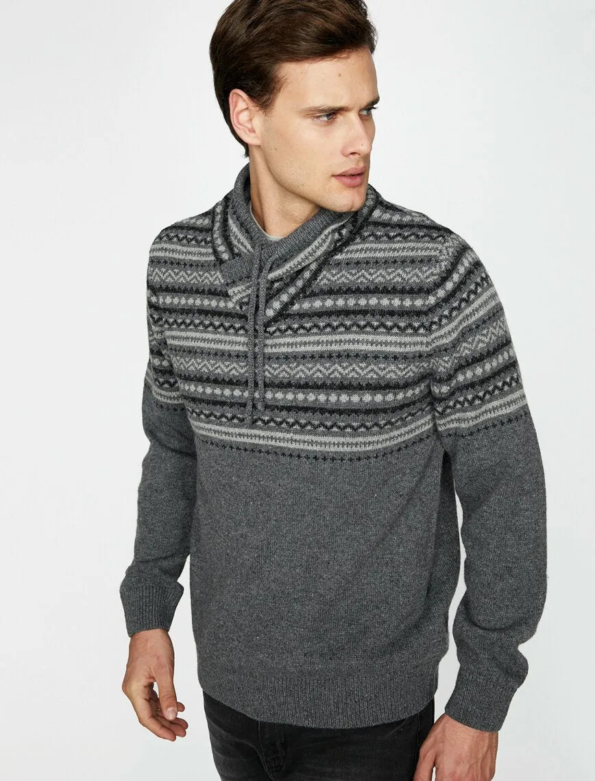 17369 Anthracite High Neck Patterned Jumper