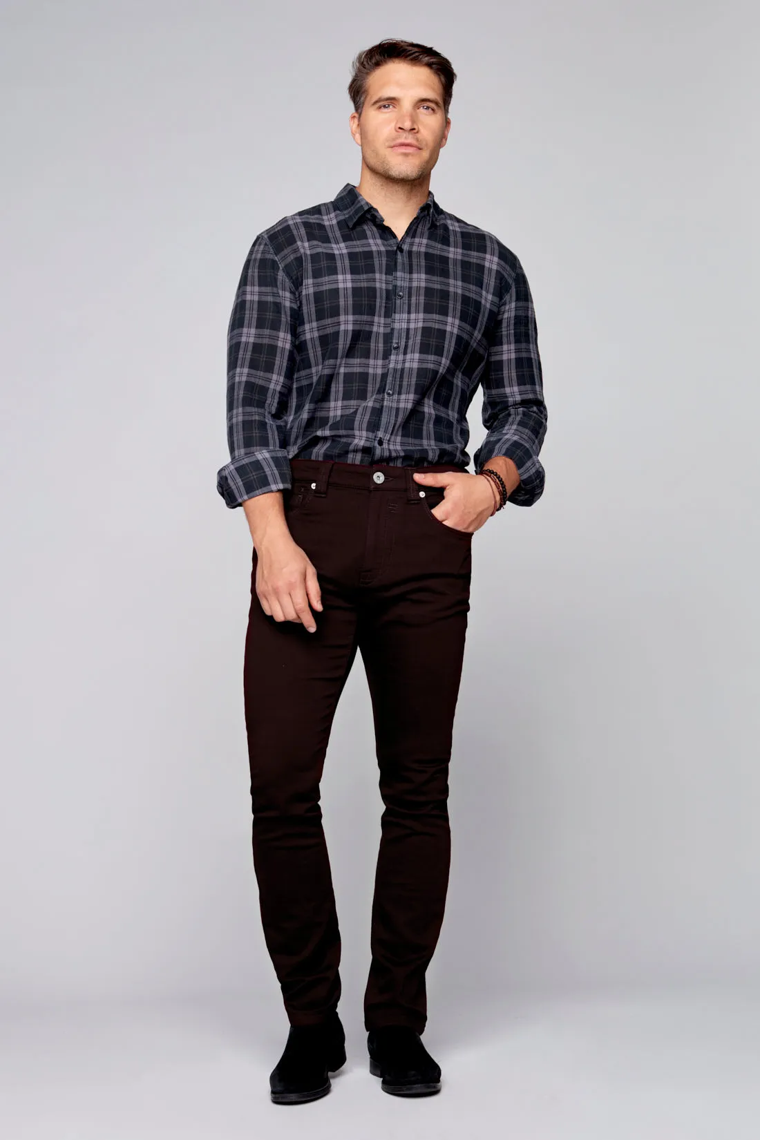 5 Pocket Straight Fit French Terry - Wine