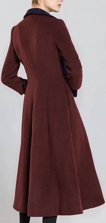 Adjustable Buckle-Belted Two-Toned Wool Wrap Coat