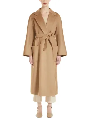 Belted Cashmere and Wool Coat in Natural Beige