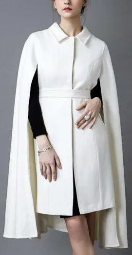 Belted White Cape-Coat