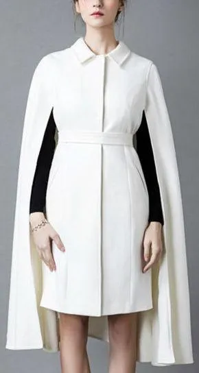 Belted White Cape-Coat