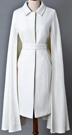 Belted White Cape-Coat