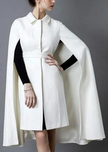 Belted White Cape-Coat