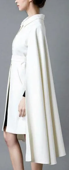 Belted White Cape-Coat