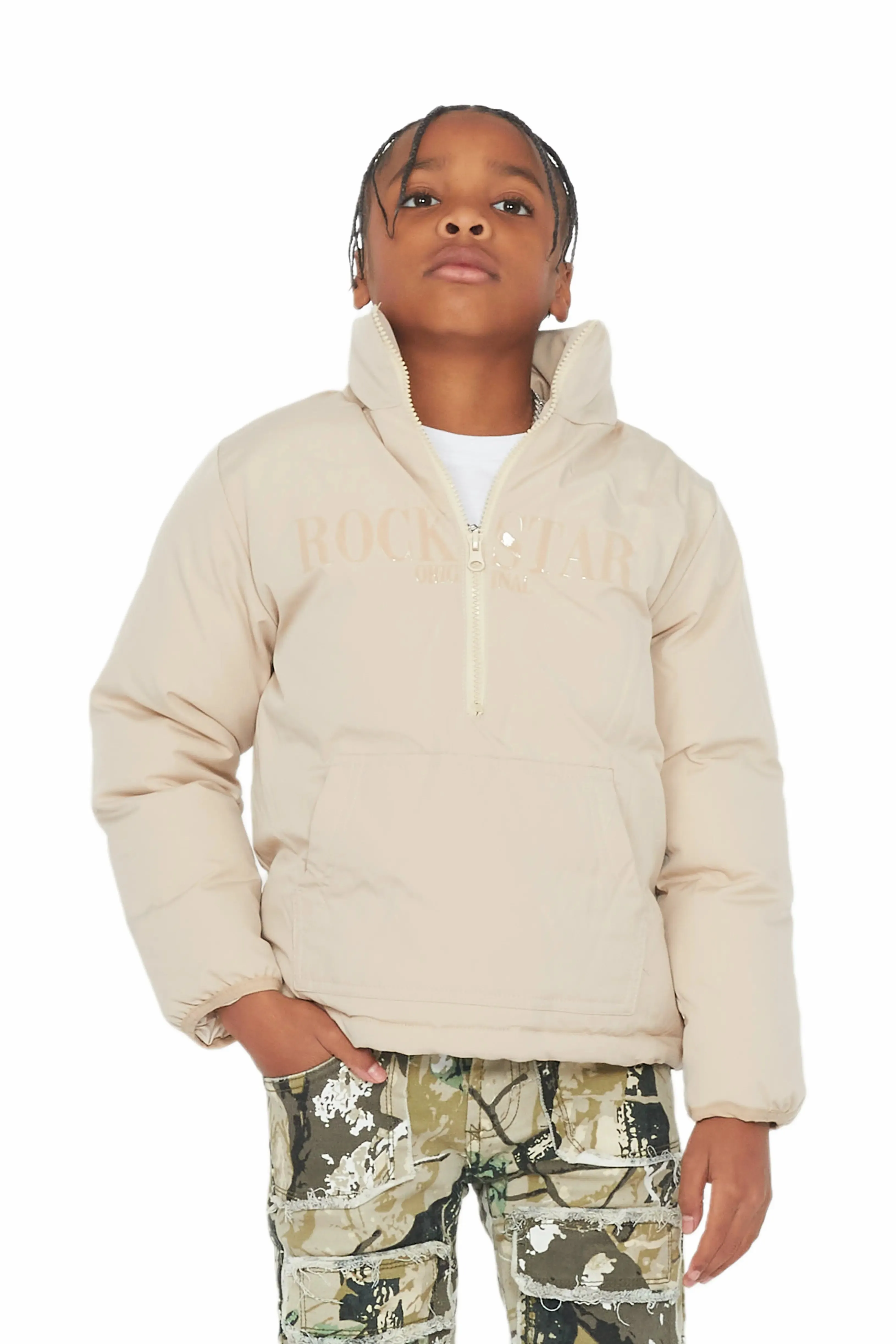 Boys Jon Beige Puffer Jacket