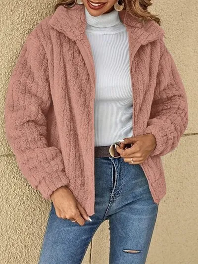 Brianna Plush Zip Up Long Sleeve Jacket | 5 Colors