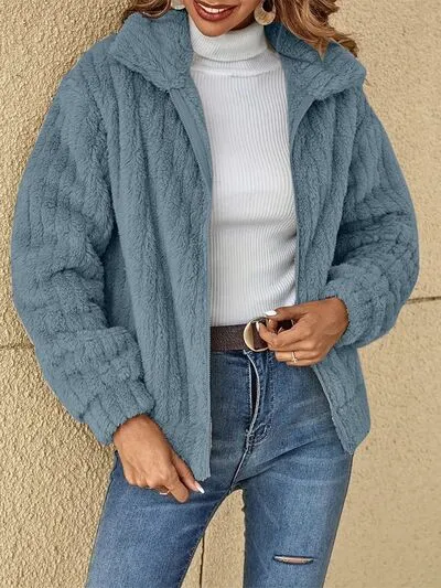 Brianna Plush Zip Up Long Sleeve Jacket | 5 Colors