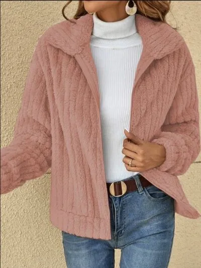 Brianna Plush Zip Up Long Sleeve Jacket | 5 Colors