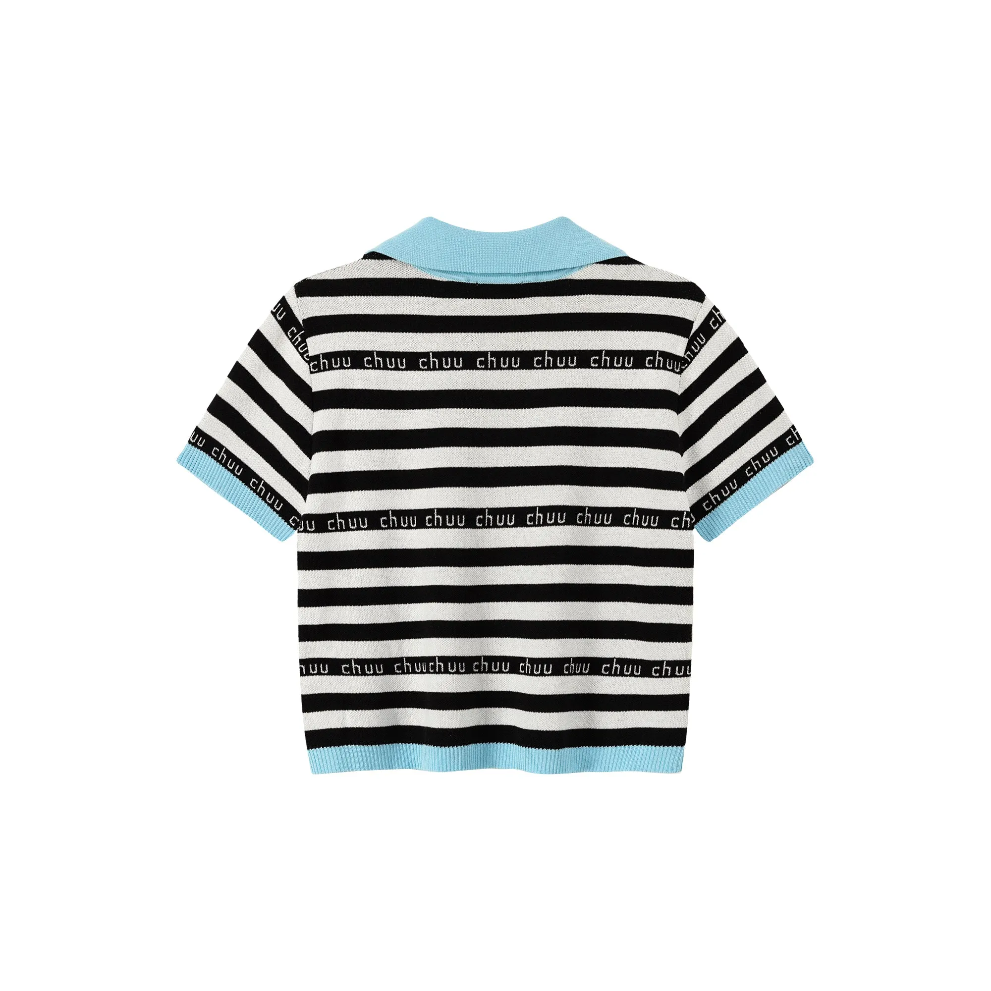 Chuu Lettering Striped Contrasting Color Knitted Sweater