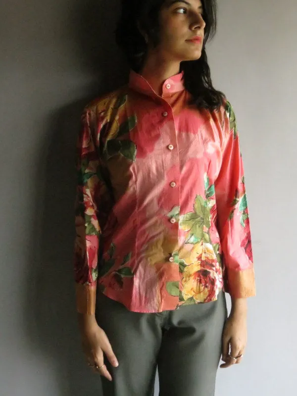 Coral Floral Buttoned Shirt