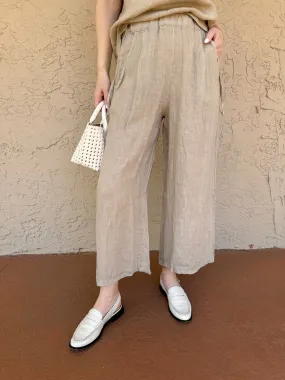 Daylight Linen Crop Pants - Flax