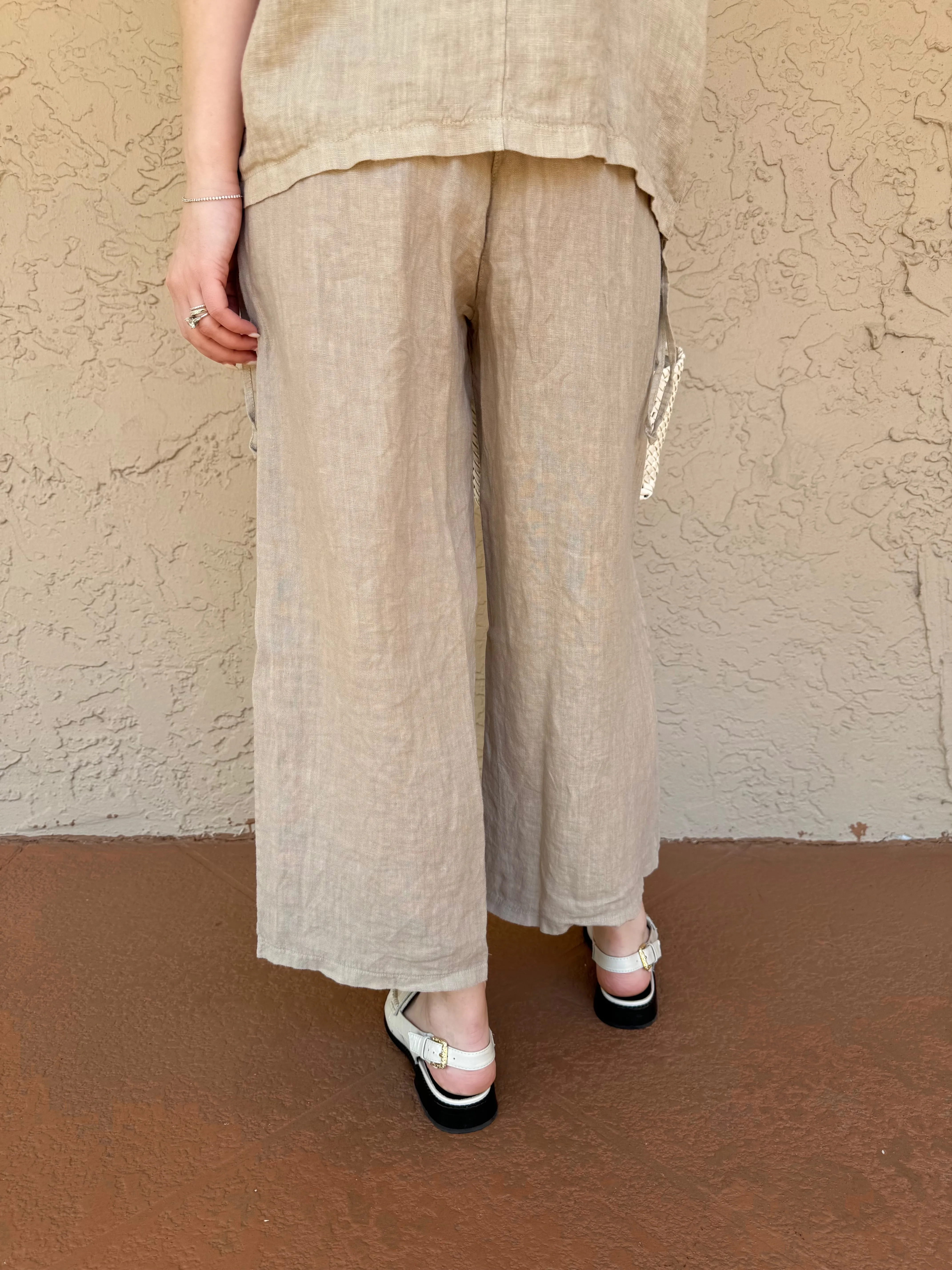 Daylight Linen Crop Pants - Flax