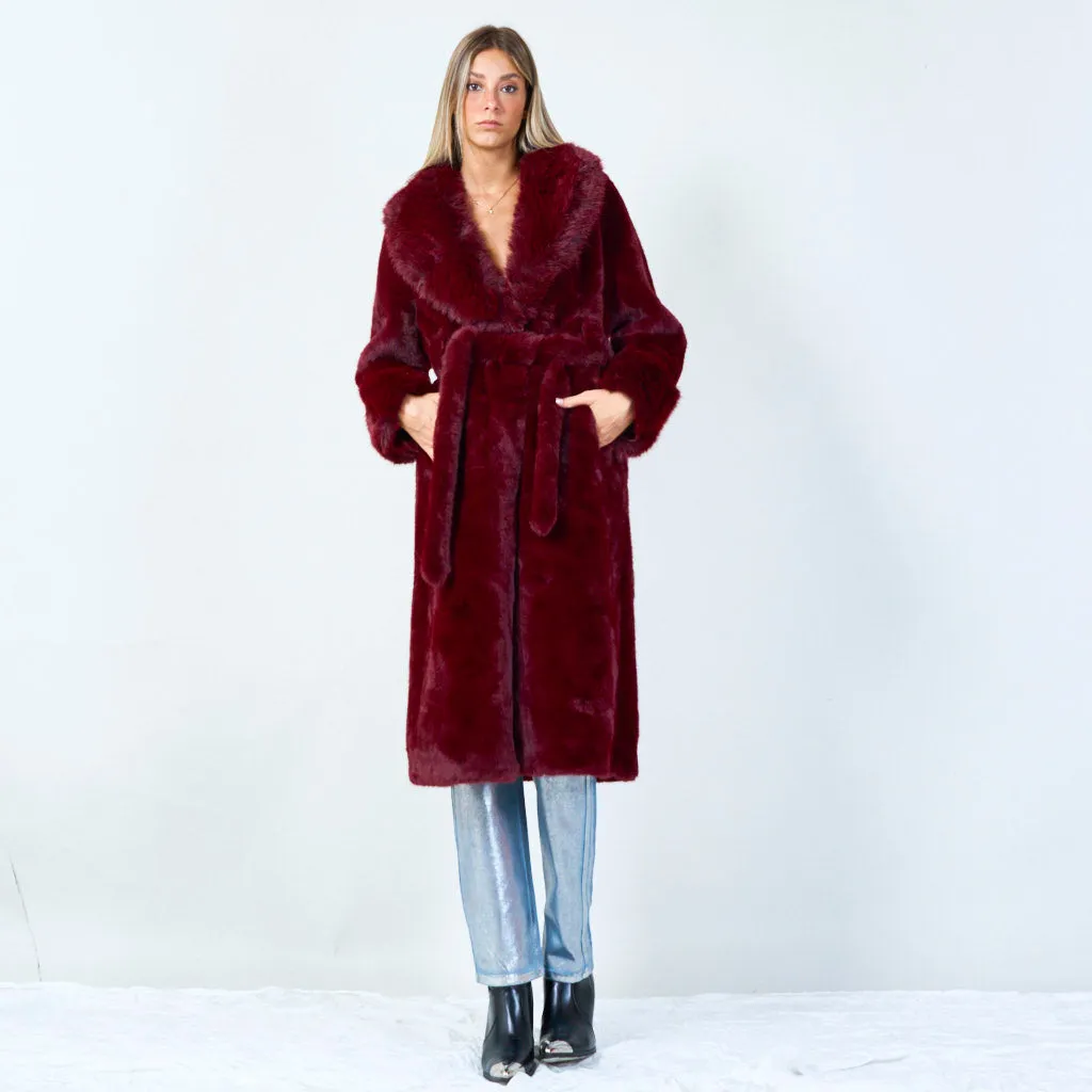 Elegant long coat with belt wholesale