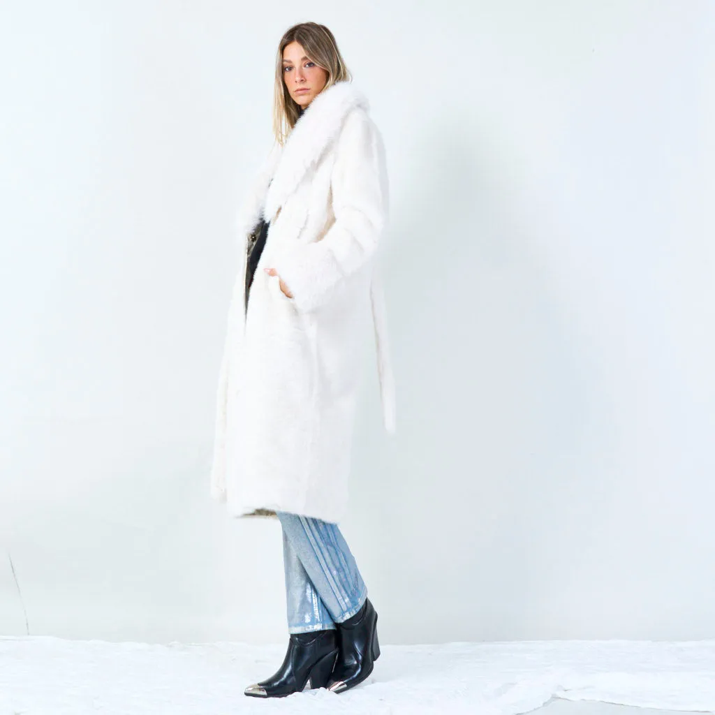 Elegant long coat with belt wholesale