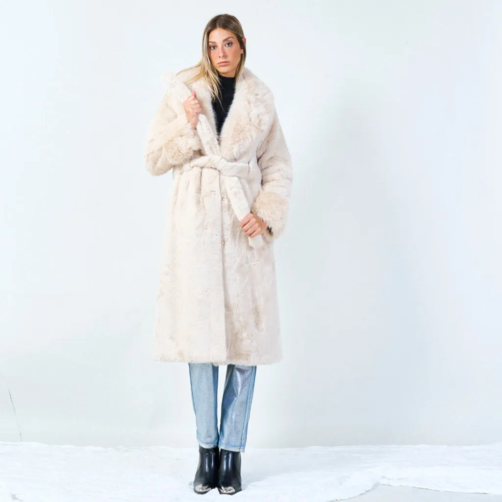 Elegant long coat with belt wholesale