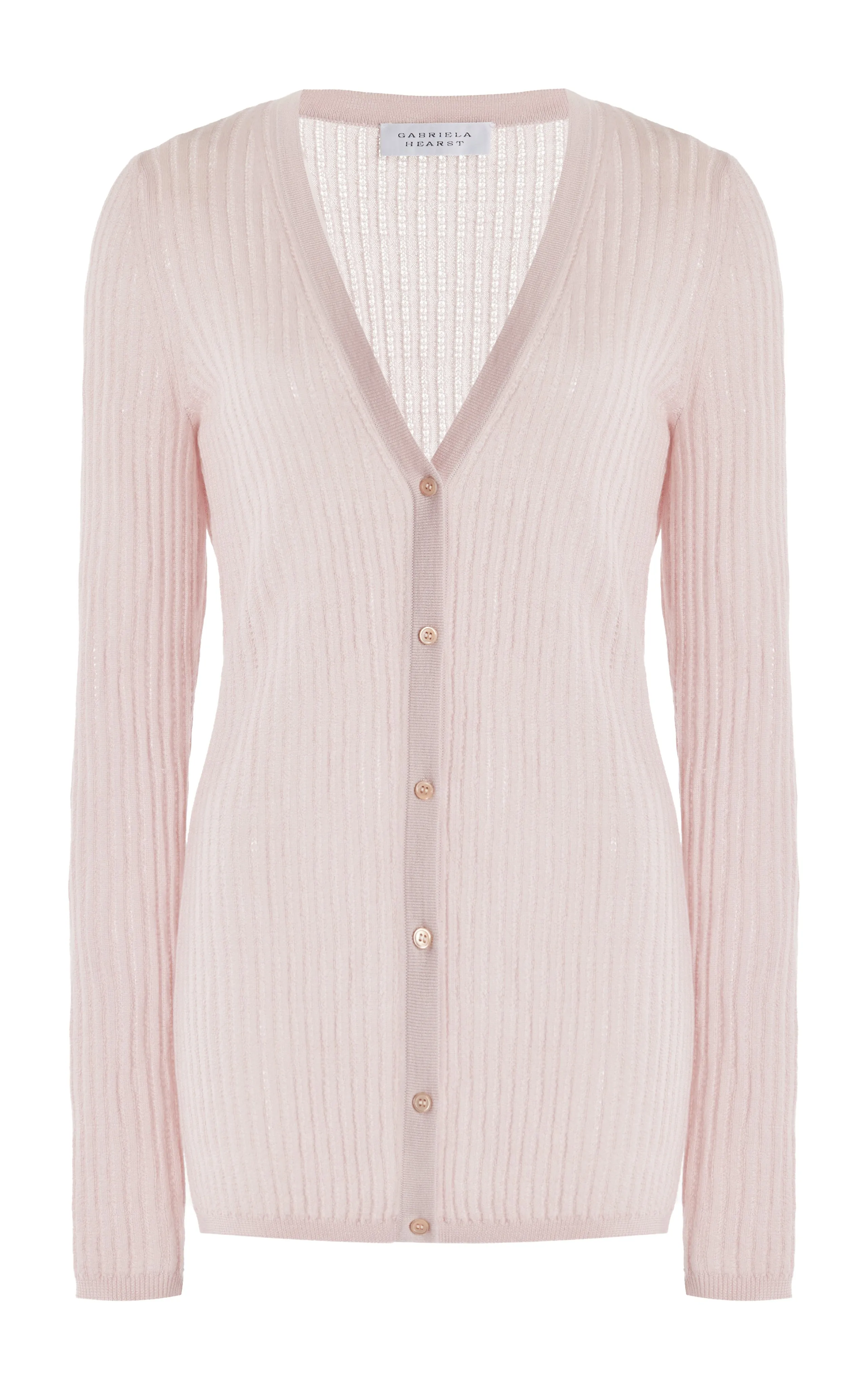 Emma Pointelle Knit Cardigan in Blush Cashmere Silk