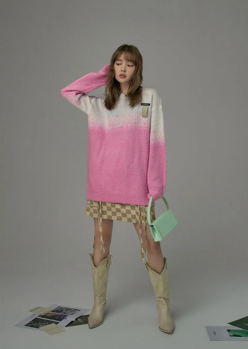 Fading Pink Long Knit Sweater