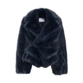 Faux Fur Blouson in Navy