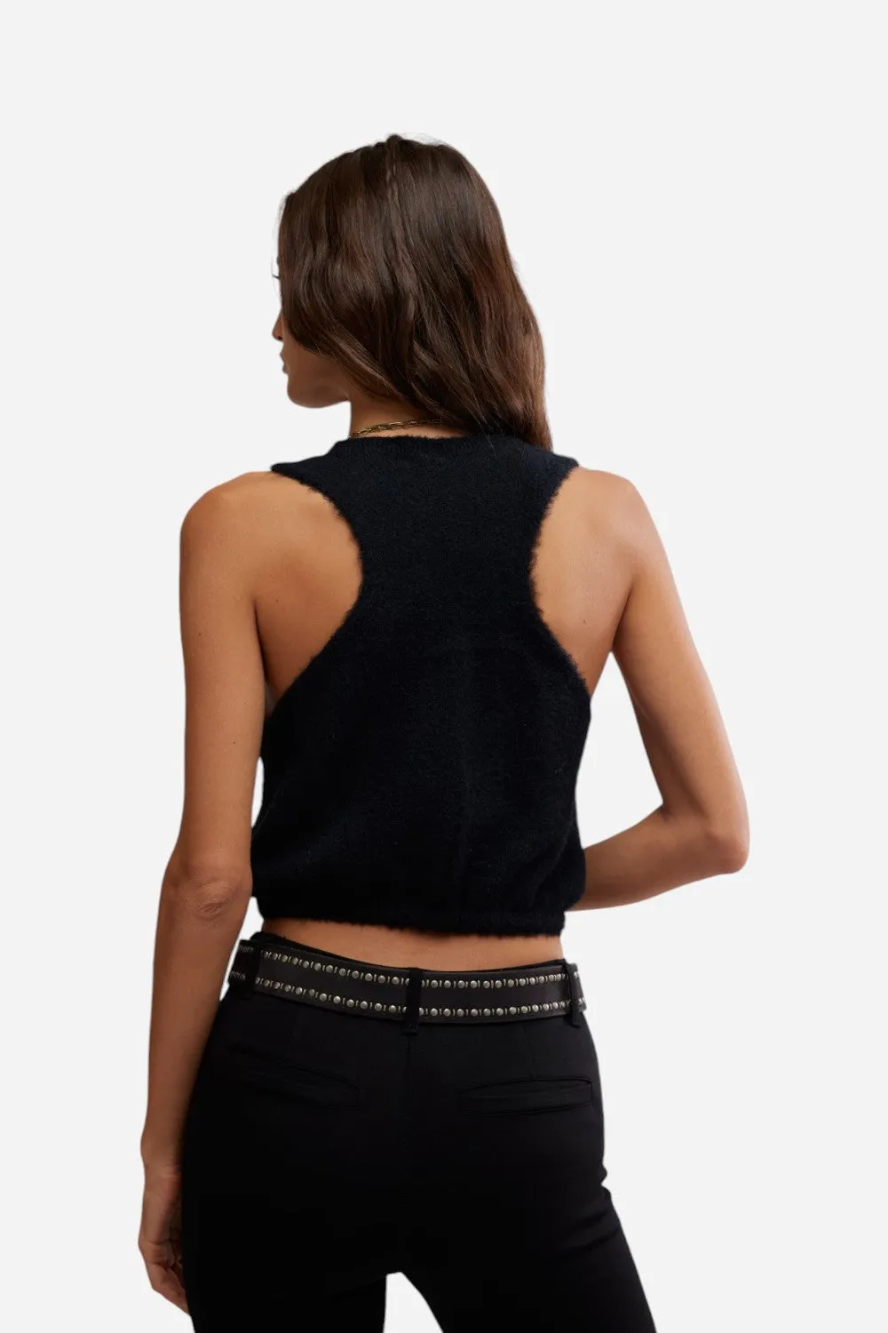 Free People Warm Fluff Crop Top in Black