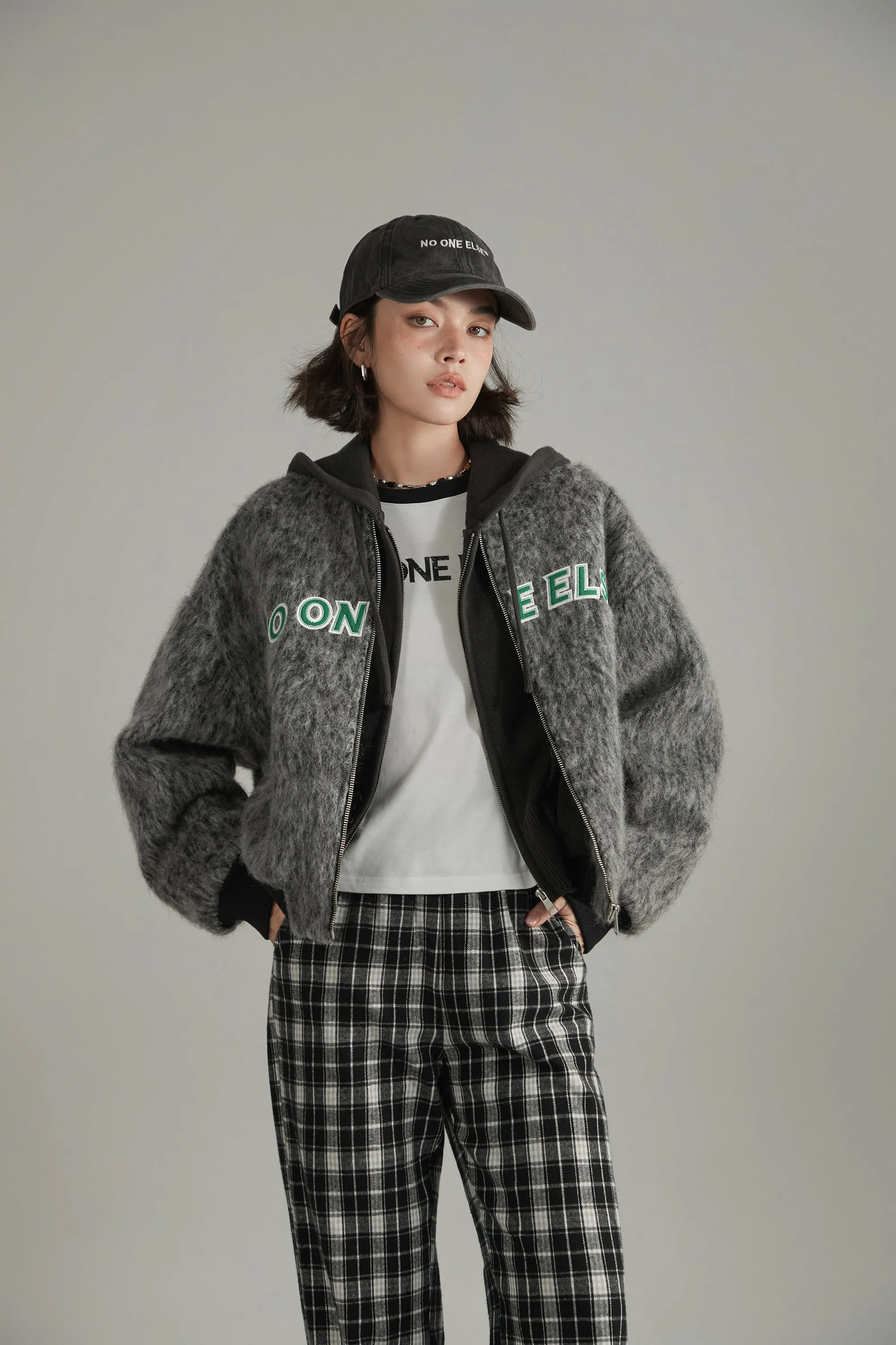 Fuzzy Logo Two Toned Jacket