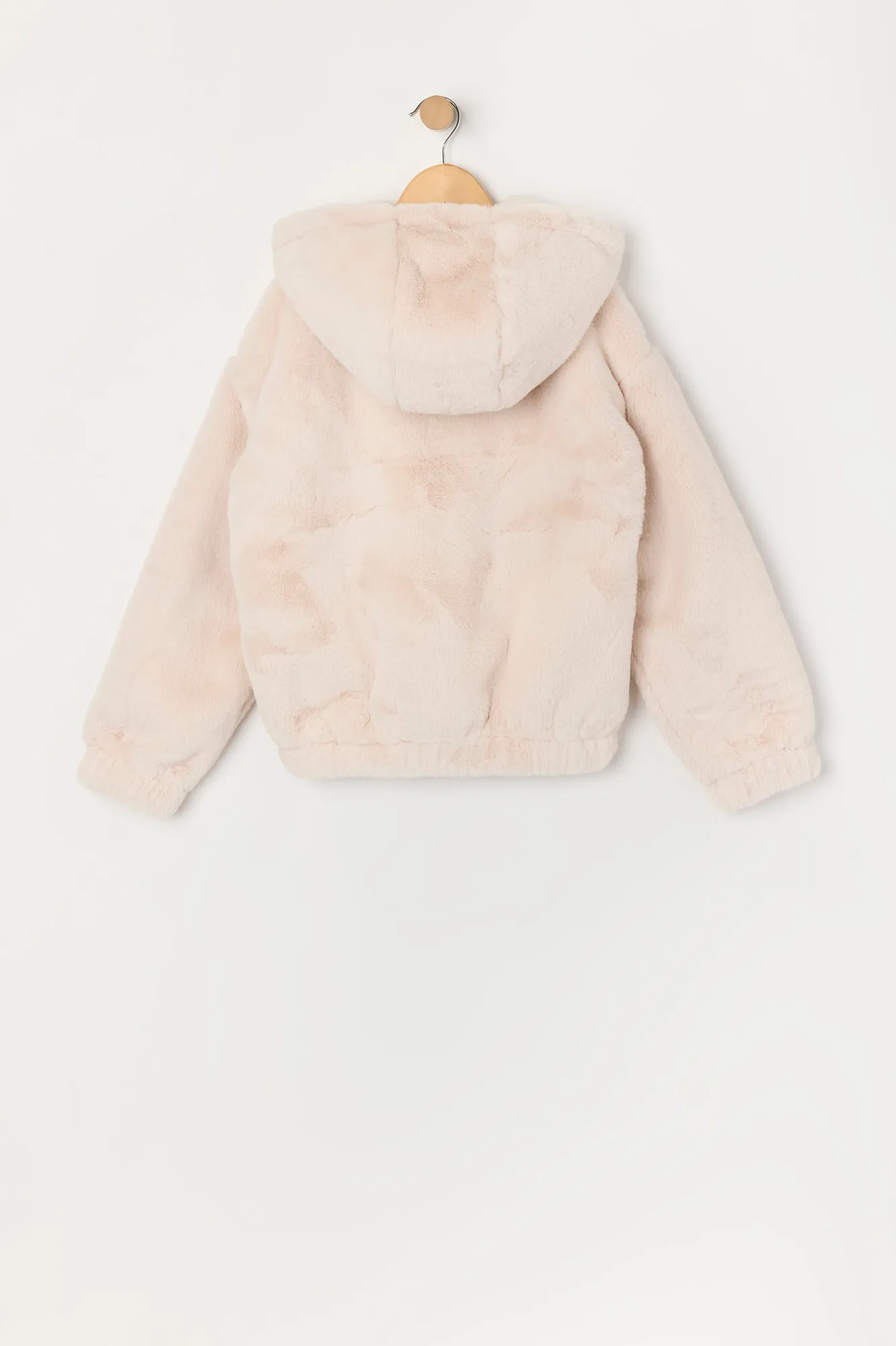 Girls Faux Fur Zip Up Jacket