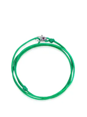 Green Wrap-Around String Bracelet with Sterling Silver Lock