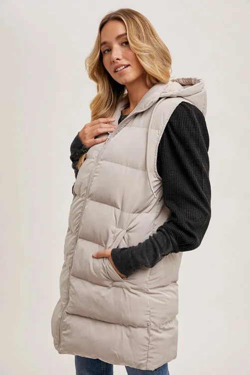 Haddie Hooded Longline Puffer Vest