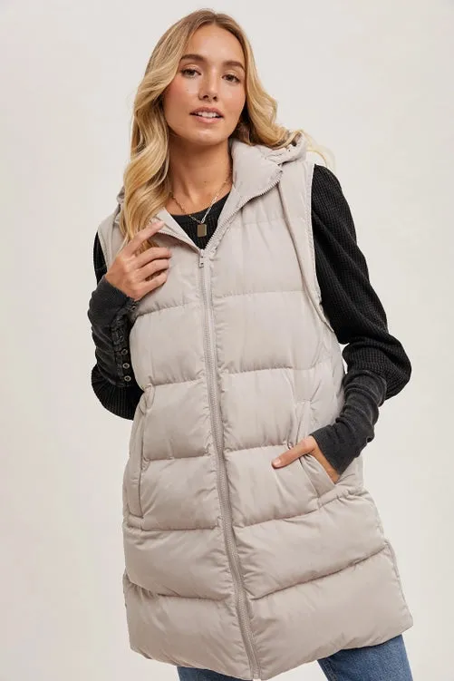 Haddie Hooded Longline Puffer Vest