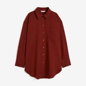 H&M Linen-blend shirt, dark red