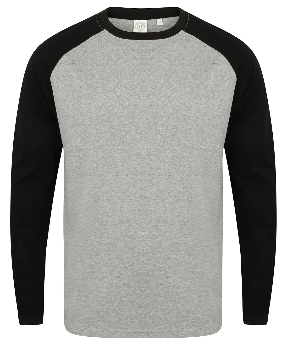 Heather Grey/Black - Long sleeve baseball t-shirt