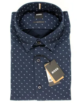 Hugo Boss Shirt Midnight Blue Pattern - Slim Fit XL SALE