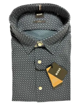 Hugo Boss Shirt Midnight Gray Pattern XL Slim Fit SALE