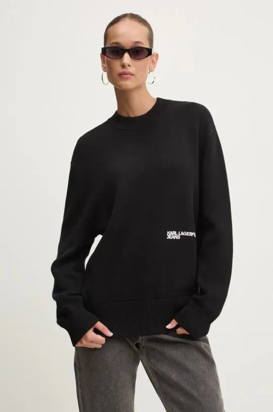 Karl Lagerfeld Cotton Regular Fit Knitted Sweater | Black