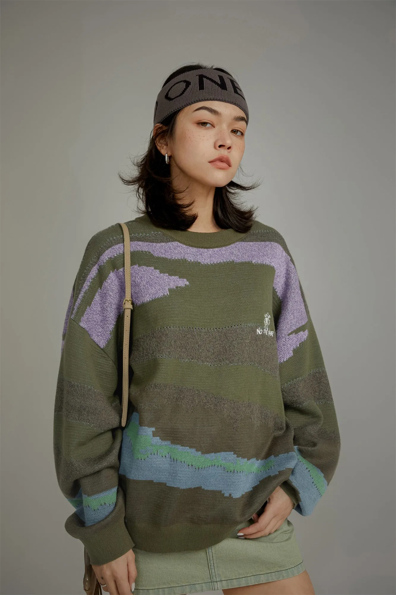 Khaki Zebra Knit Sweater