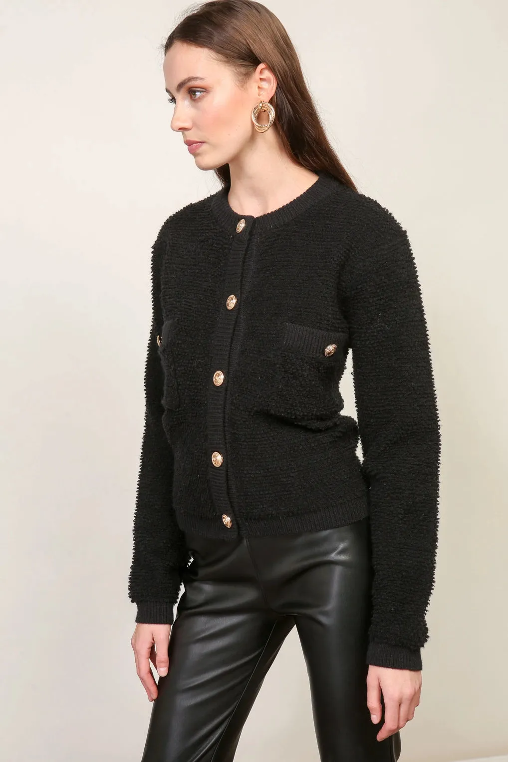 Khloe Black Knit Cardigan