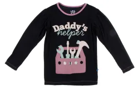 KicKee Pants Daddy's Helper Solid Midnight Tailored Fit Piece Print Puff Tee