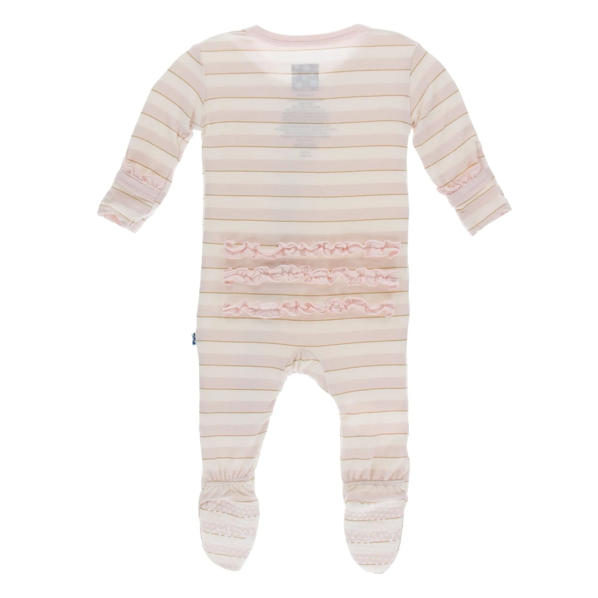 KicKee Pants Everyday Heroes Sweet Stripe Classic Ruffle Footie with Zipper