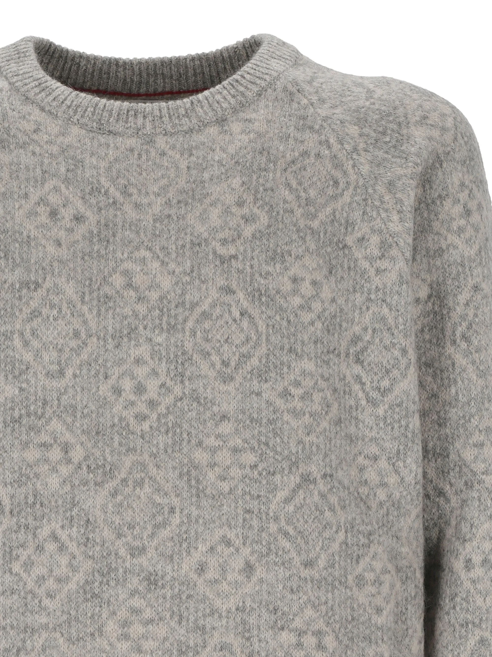 Light Grey Intarsia Knit Sweater