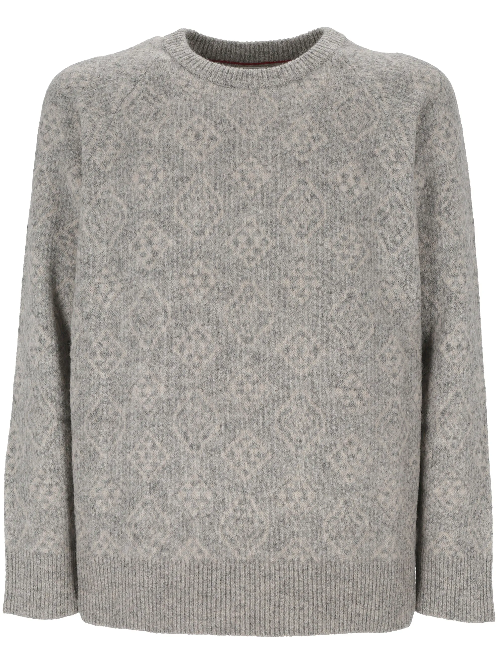 Light Grey Intarsia Knit Sweater