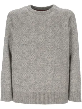 Light Grey Intarsia Knit Sweater