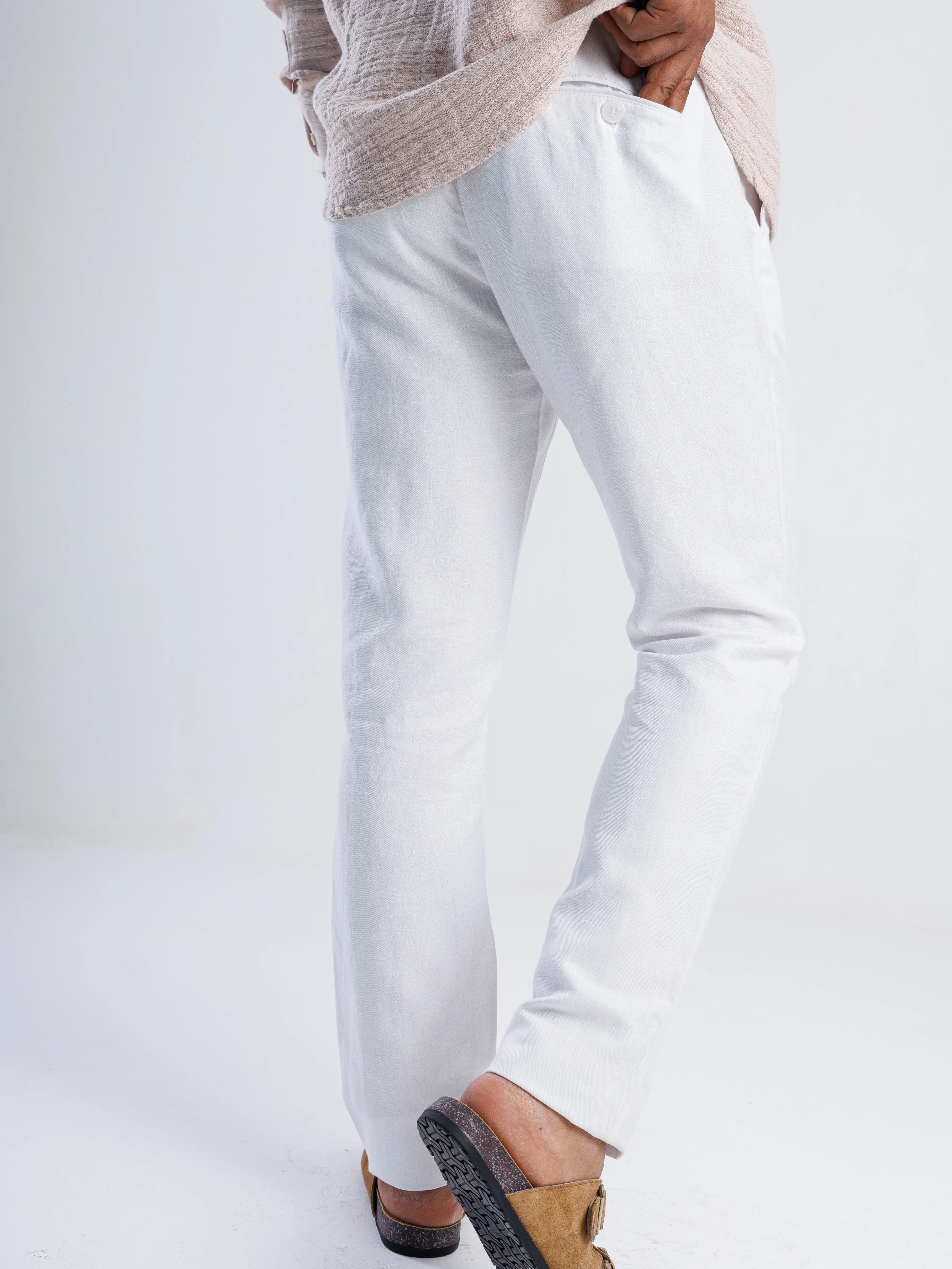 Linen Blend Tailored Trousers