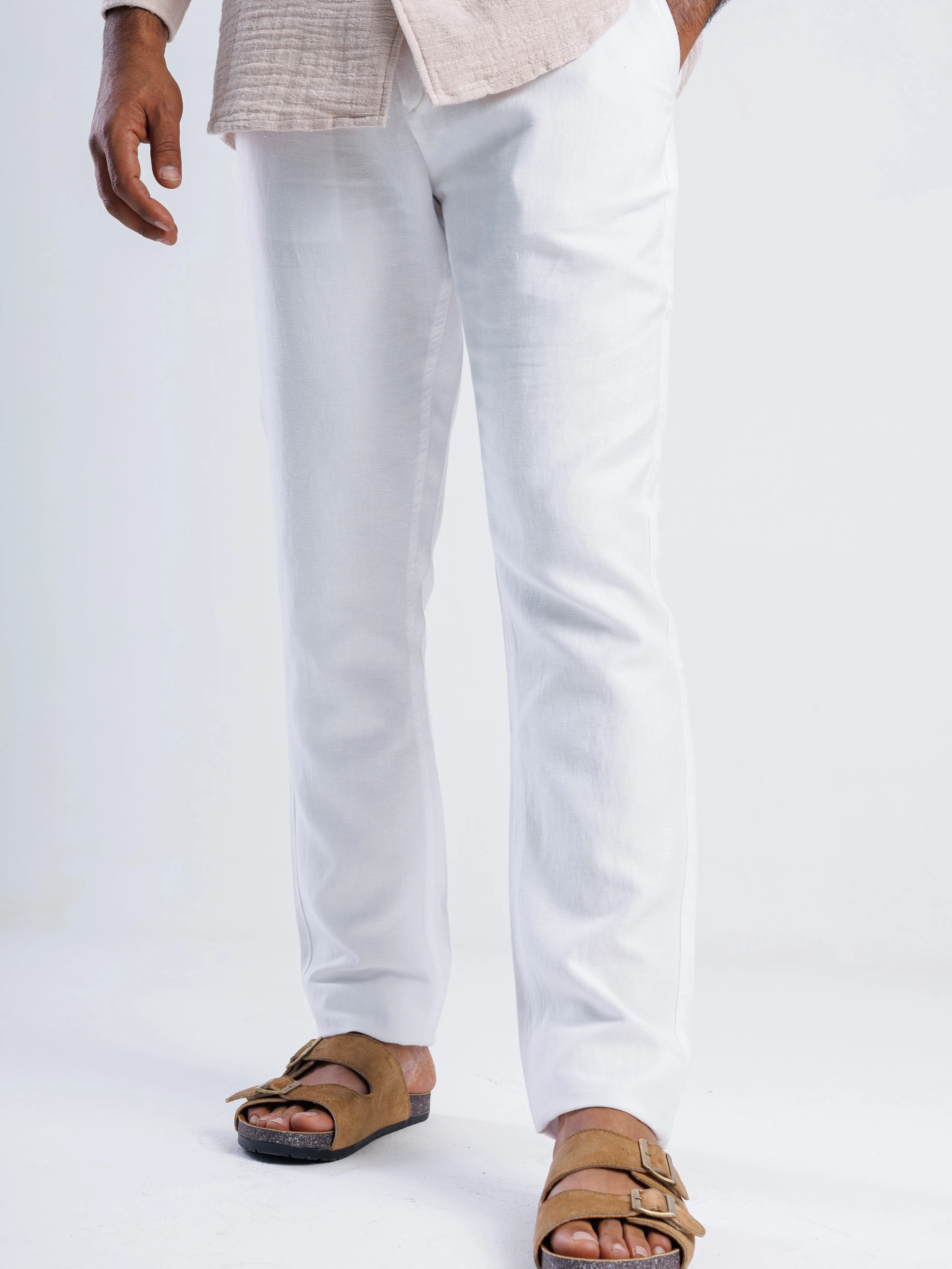 Linen Blend Tailored Trousers