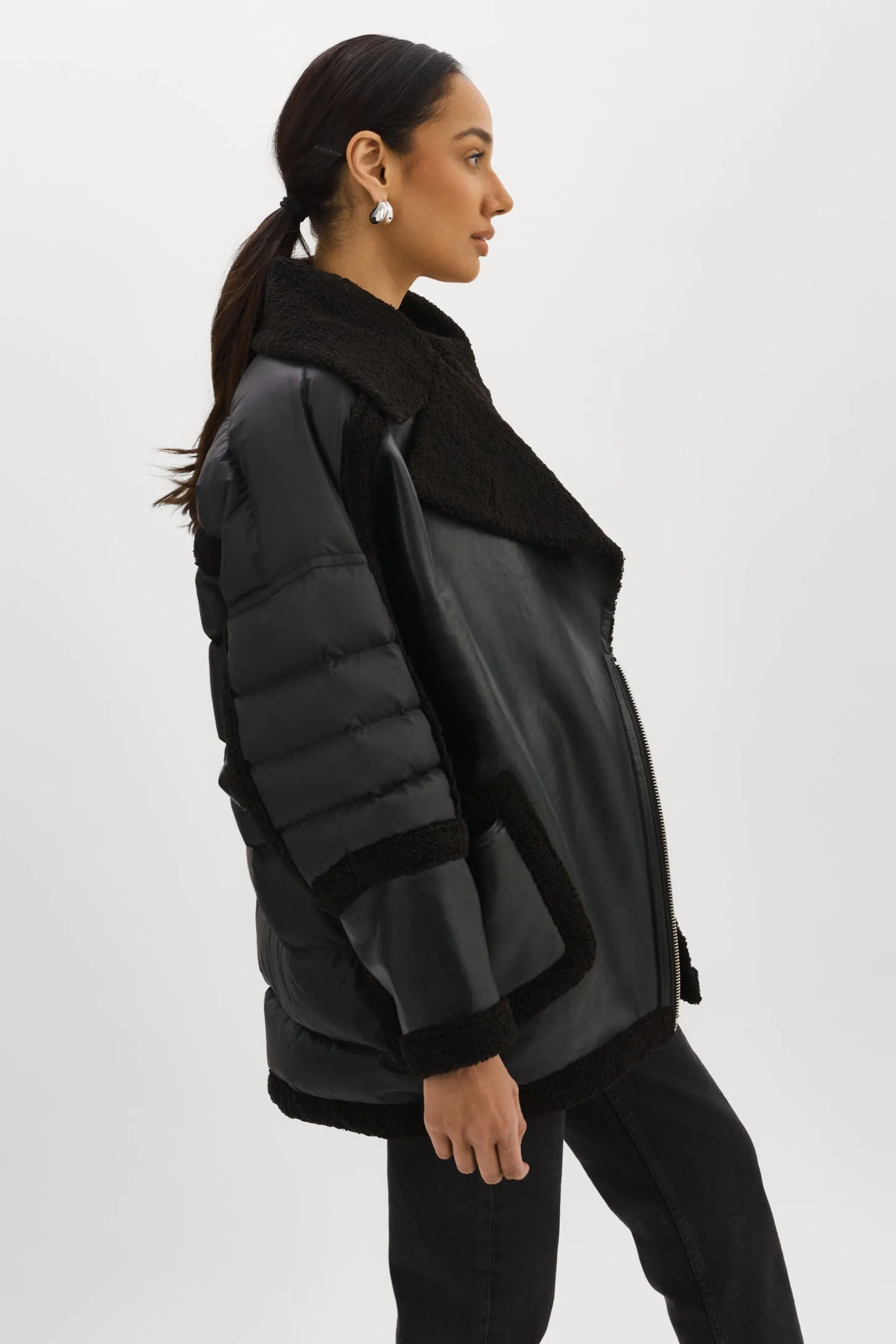 LISA | Oversized Mixed Media Cocoon Jacket