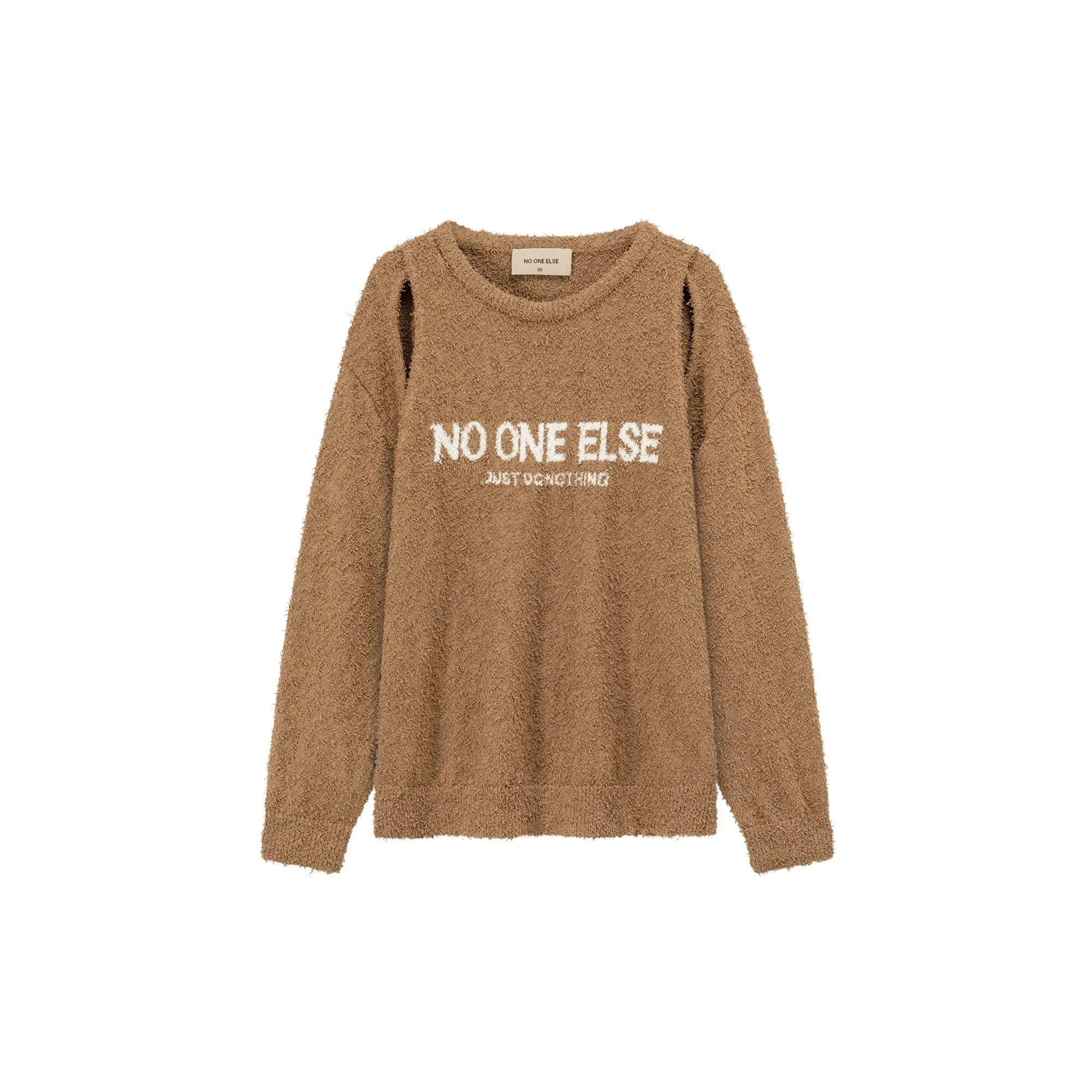 Logo Shoulder Split Loose Knit Sweater