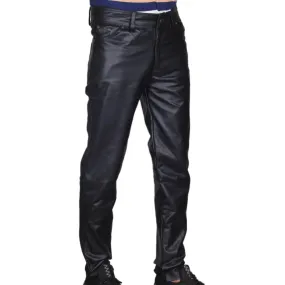 Men's Black Classic 5 Pocket Leather Pants