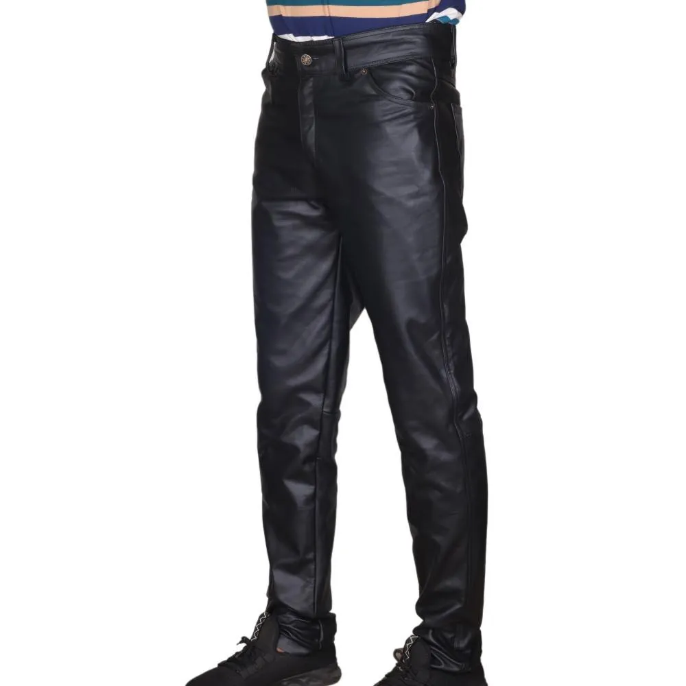 Men's Black Classic 5 Pocket Leather Pants