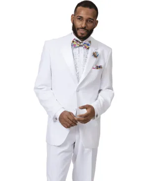 Mens Classic 2 Button Notch Lapel Tuxedo in White