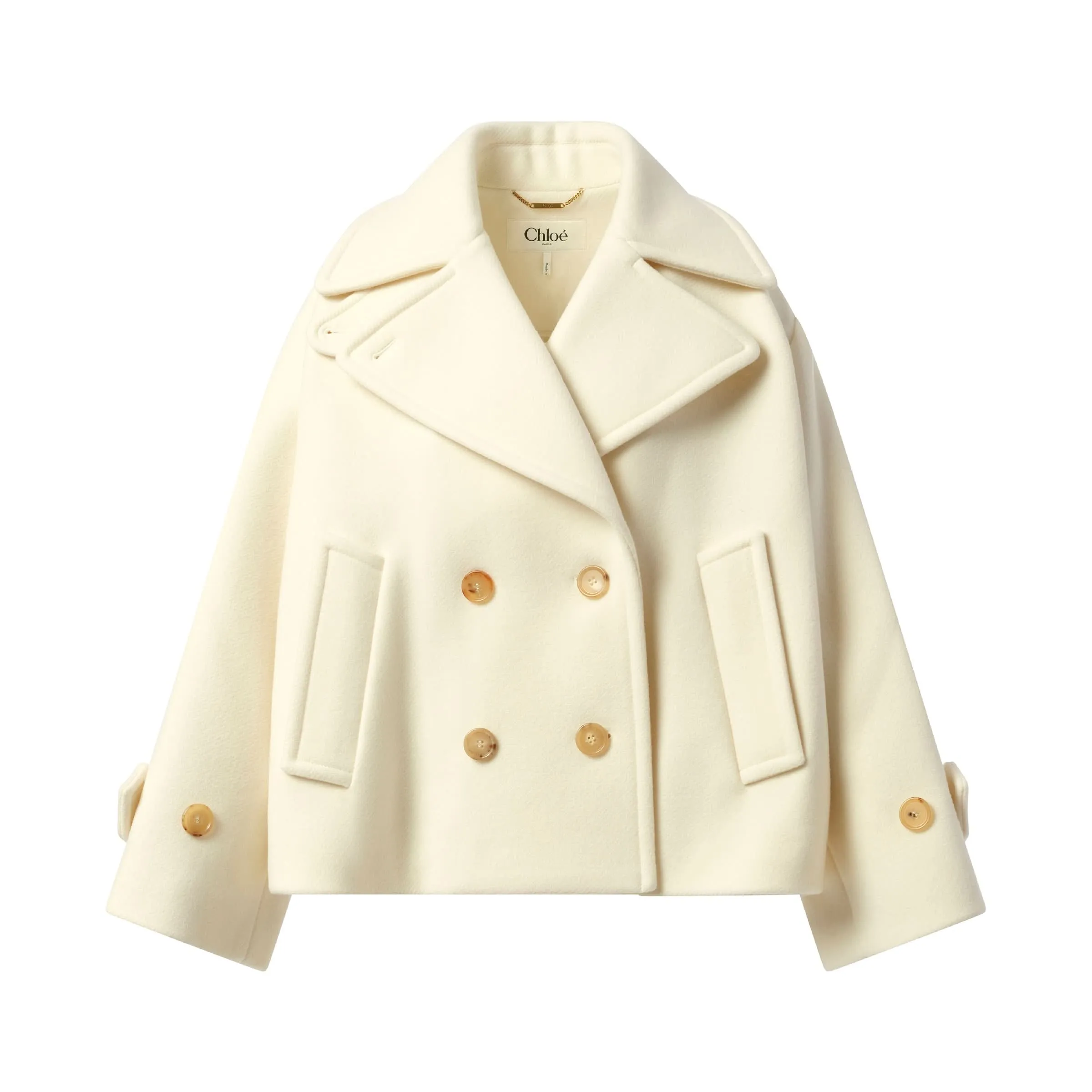 Oversized Short Coat in Eden White